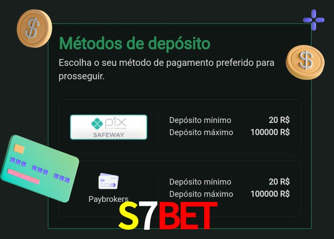 O cassino S7BET oferece uma grande variedade de métodos de pagamento